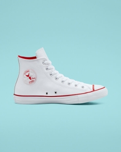 Converse, Tenisi Inalti Barbati Seasonal Color Leather Chuck Taylor All Star BZOTG8960, Albi/Rosii